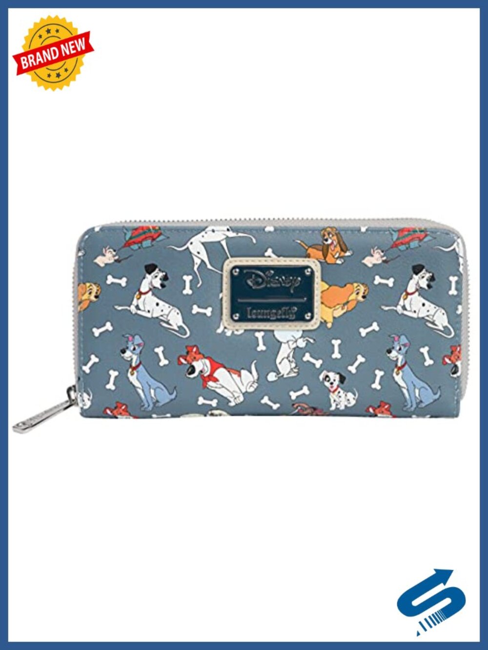 Faux Leather Zip Around Clutch Wallet with Disney Dogs Print